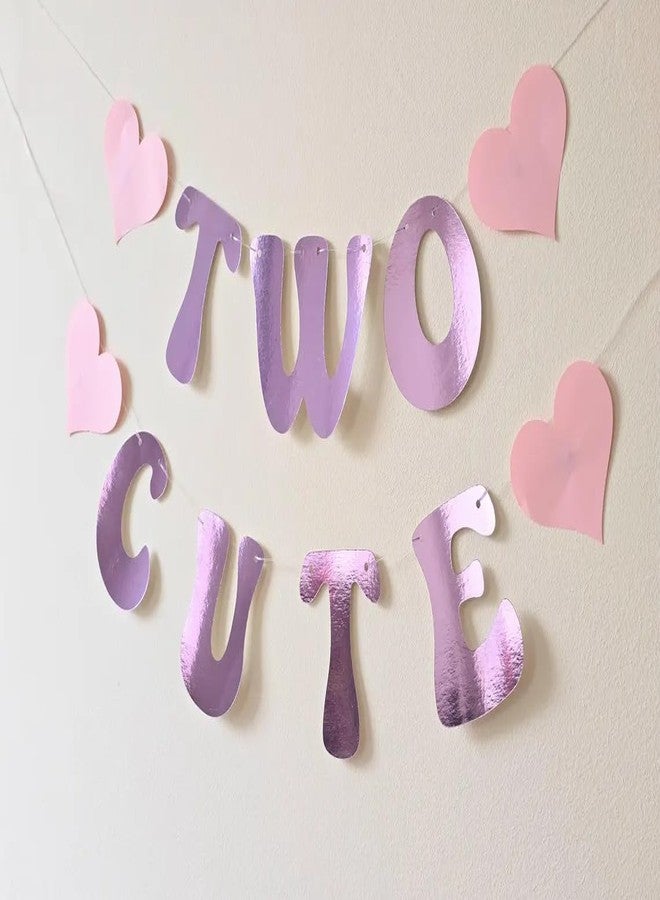 Haoser Two Cute 2nd Birthday Banner - Lilac Party Decoration for baby| Paper Letters | Nursery Gift & Birthday Backdrop | Two Year Old Cake Smash Decor (Purple) - Image 2